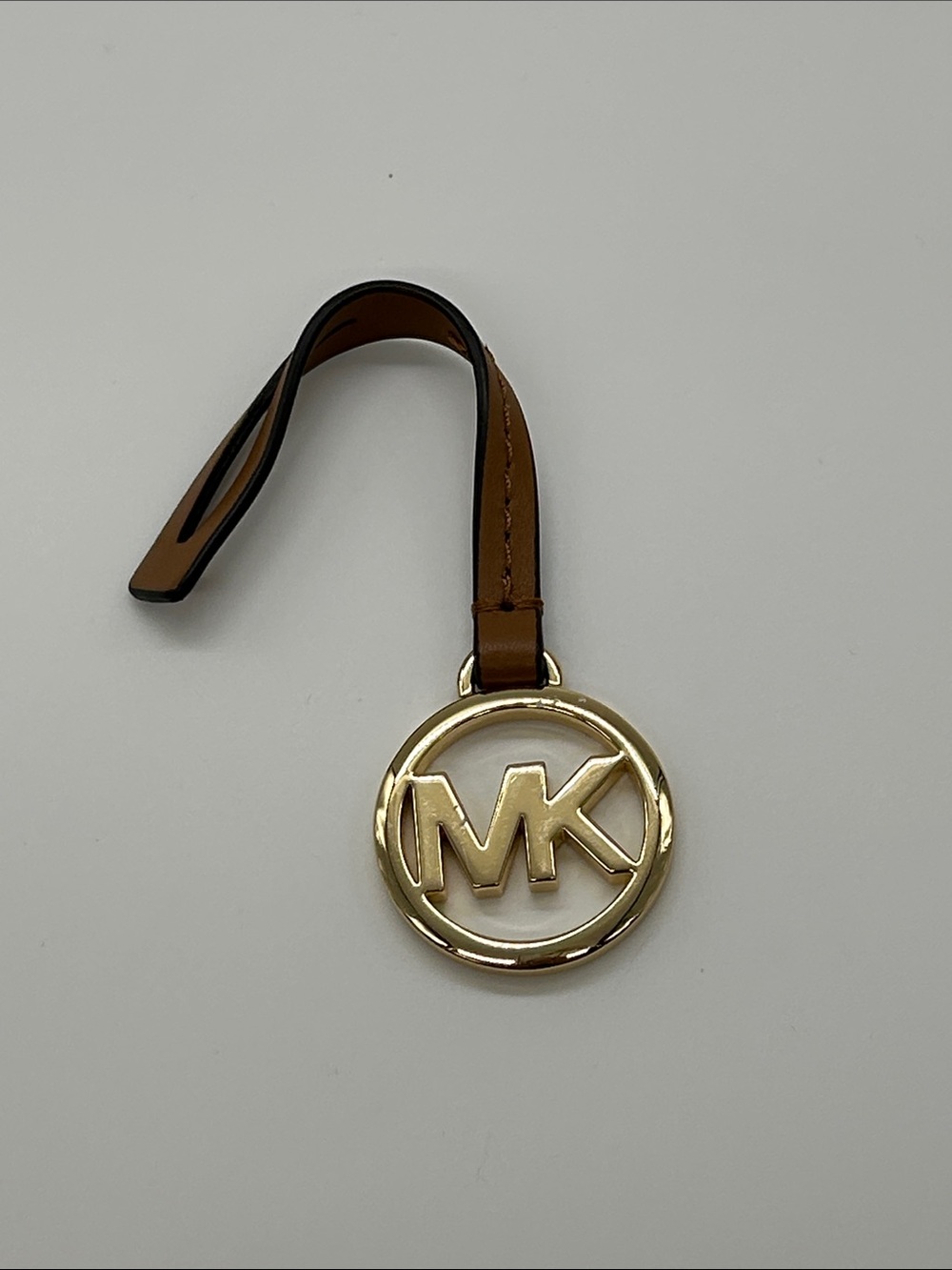 Michael Kors Tan Leather Strap with Gold MK Circle Charm